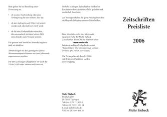 Zeitschriften-Preisliste 2006