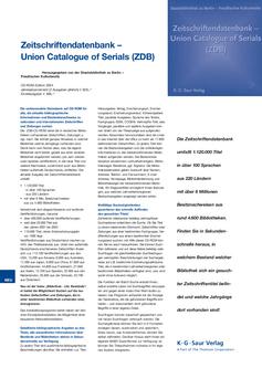 Zeitschriftendatenbank - Union Catalogue of Serials (ZDB