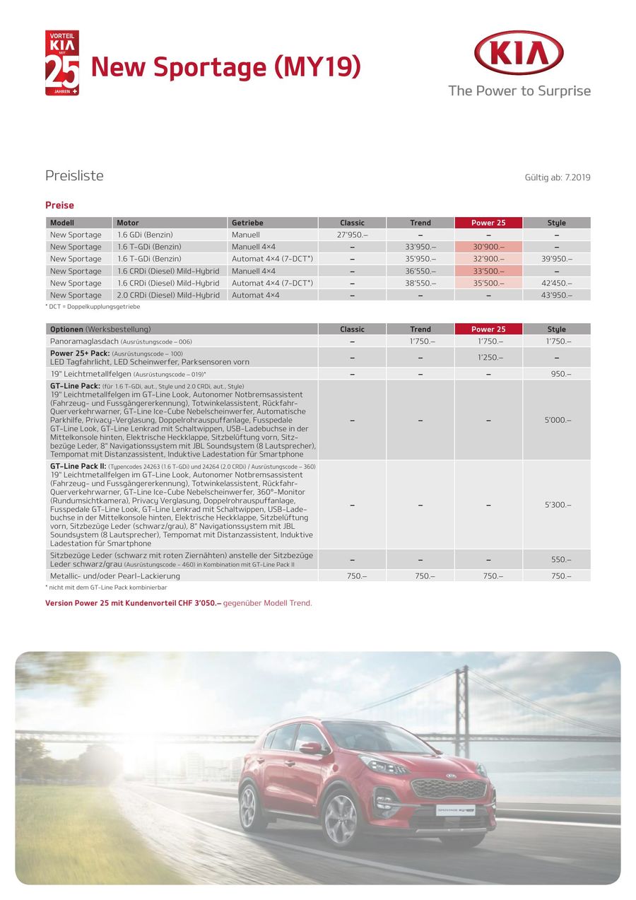 Kia Sportage Preisliste 2019 Von Kia Motors Schweiz