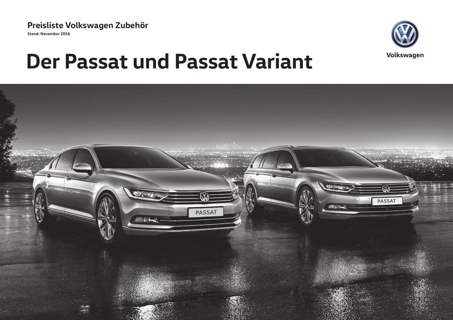 Preisliste Passat Zubehor Nov 2016 Von Volkswagen Schweiz