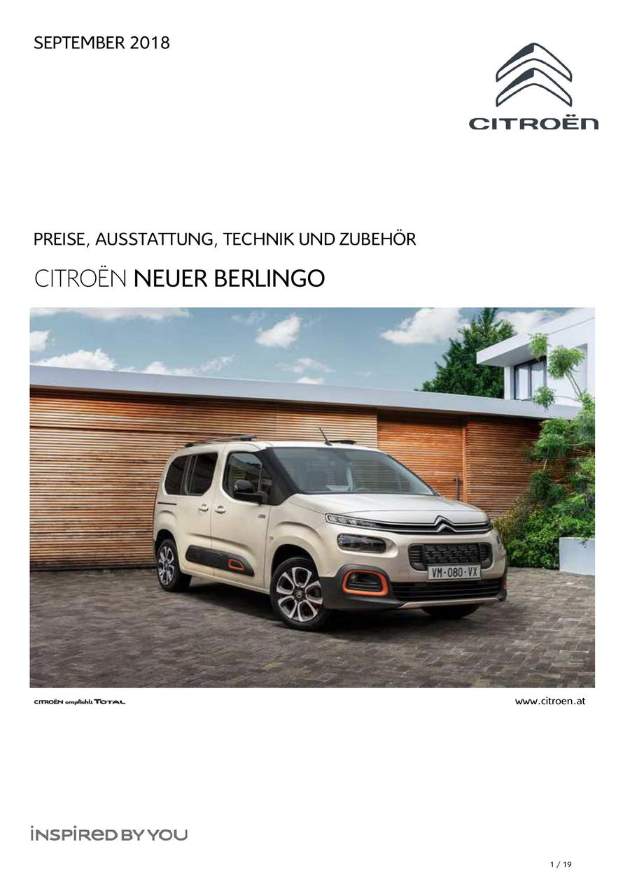 Preisliste Neuer Berlingo 08 2018 Von Citroen Osterreich Gesellschaft M B H