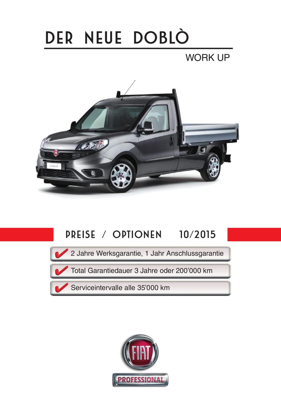 Doblo Work Up Preisliste 2016 Von Fiat Auto Suisse Sa