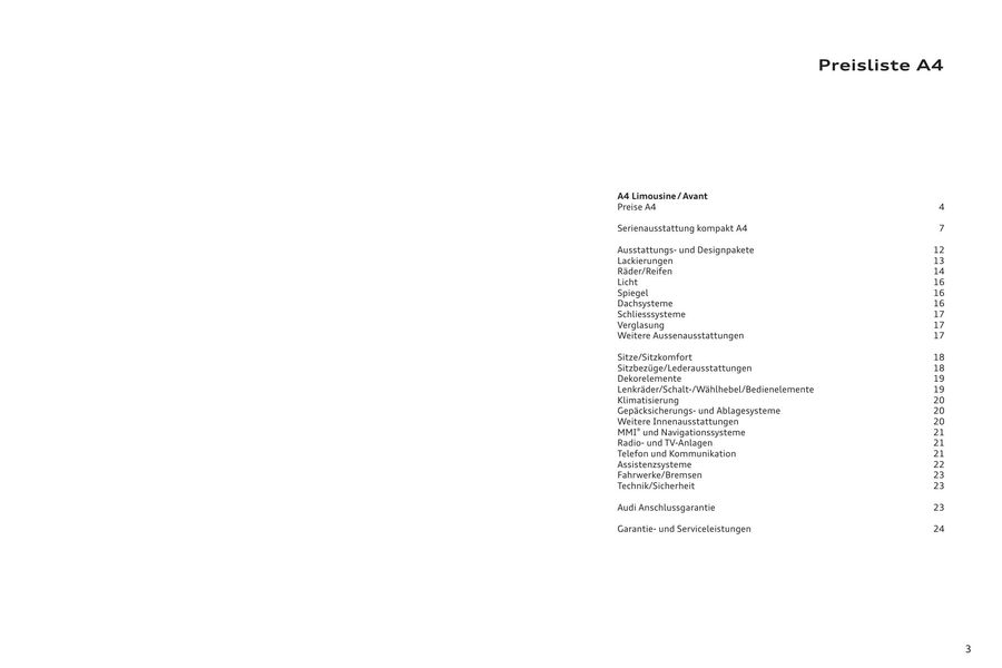 A4 Preisliste 25 03 2019 Von Audi Schweiz Amag