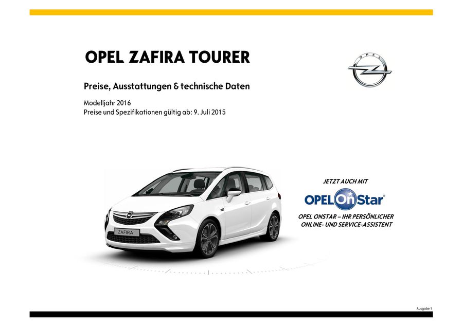 Zafira Tourer Preisliste 2017 Von Opel Österreich