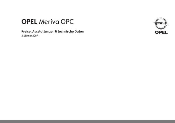 Seite 1 von Opel Österreich im Katalog Opel Meriva OPC Preise 2007