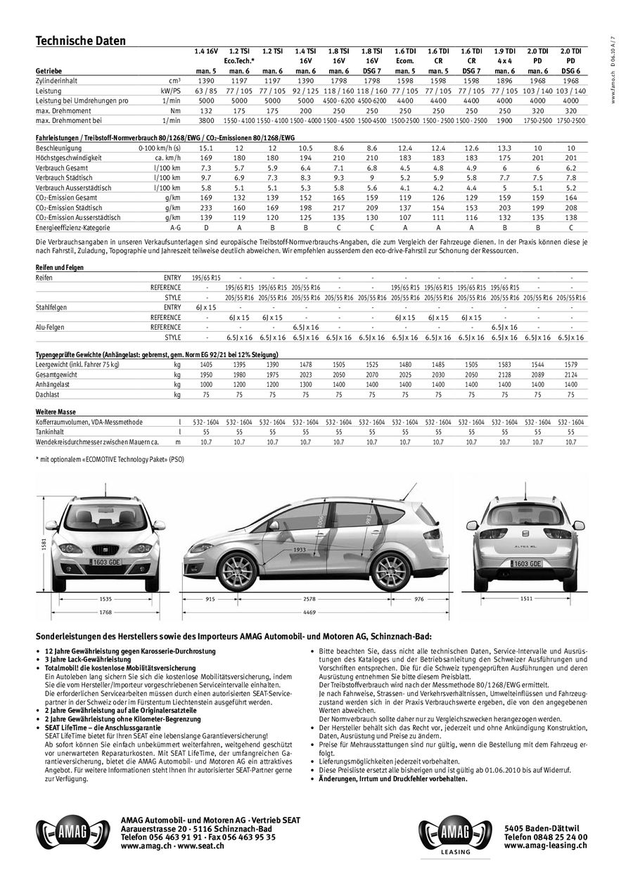 Seat Altea Xl Technische Daten Watchscouth Com Seat Altea Xl 01 06 2010 Von Schweiz Amag