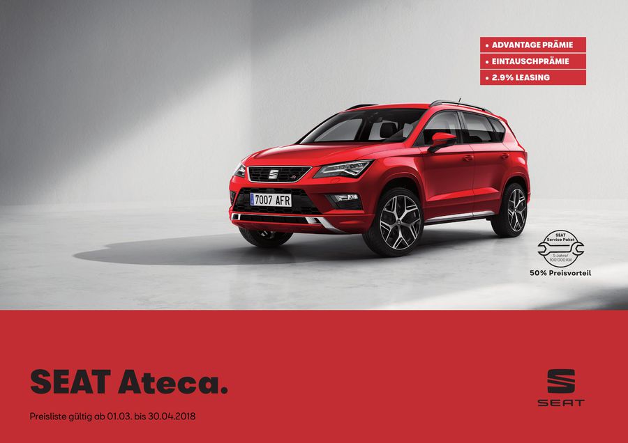 Seat Ateca Preisliste Gultig Ab 01 03 Bis 30 04 2018 Von Seat Schweiz Amag