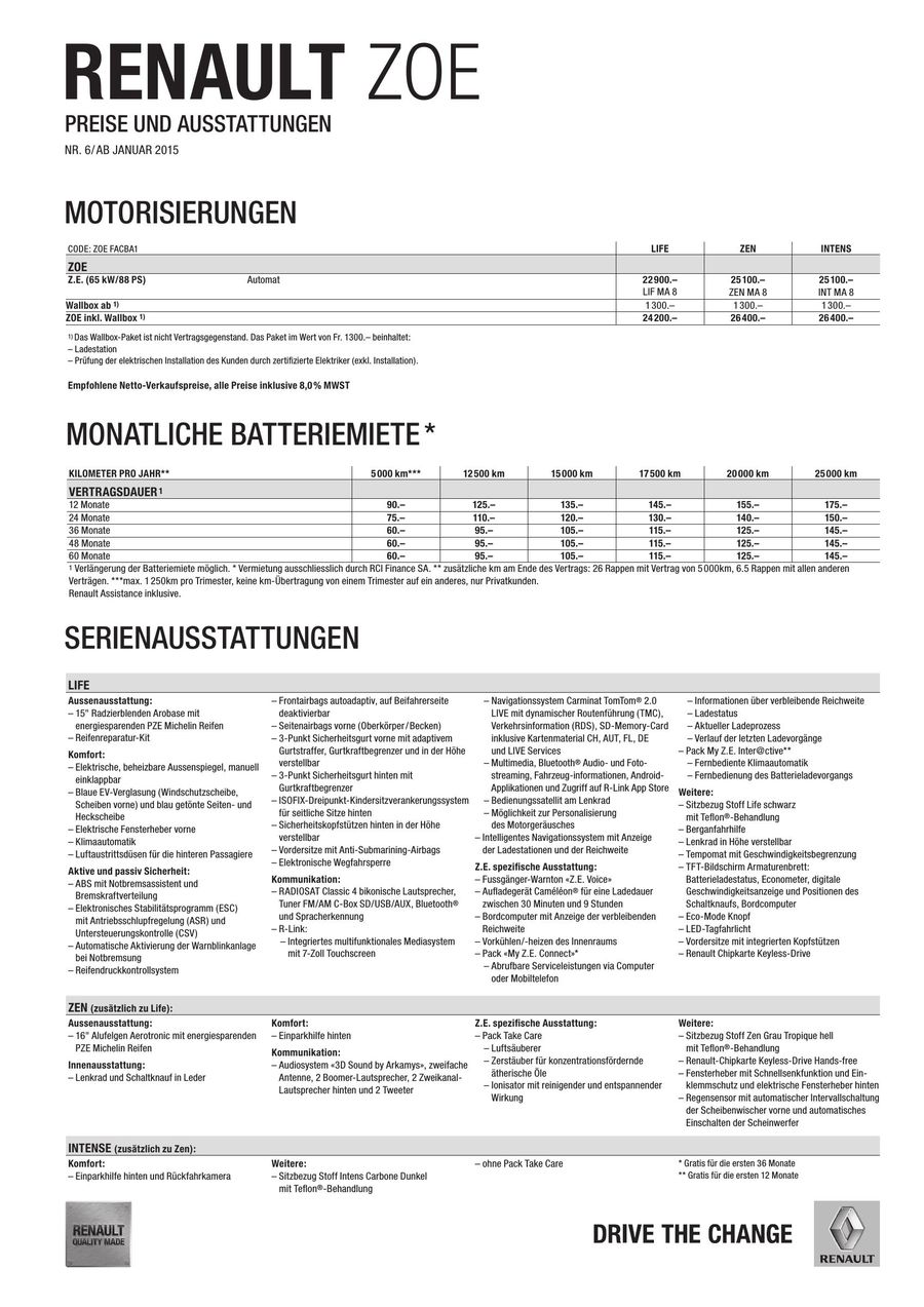 renault zoe ze preisliste januar 2015 von renault