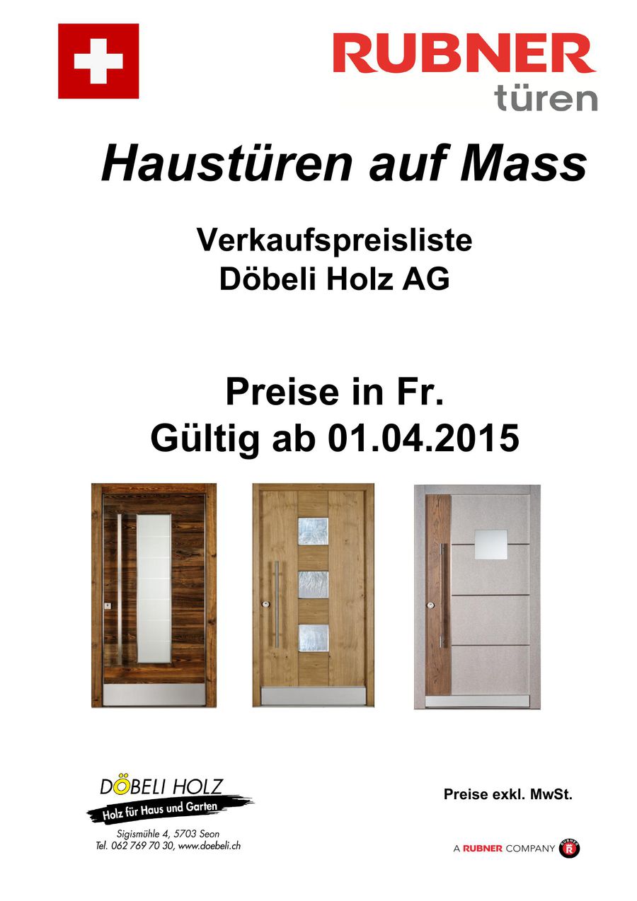 Preisliste Rubner Hausturen 2015 Von Dobeli Holz