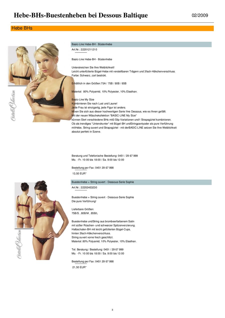 Hebe Set 75B//S Hebe BH Riostring offen Strapsgurt aus elastischer Spitze