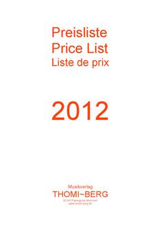 Preisliste für 2012