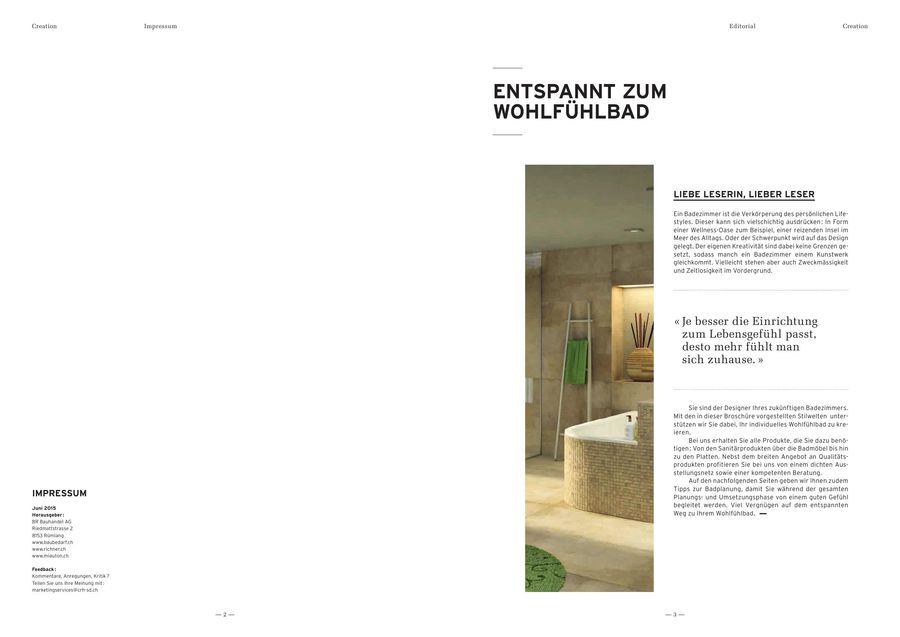 Cration Wohlfühlbad 2015 von Baubedarf Richner Miauton Cration Wohlfühlbad 2015 von Baubedarf Richner Miauton