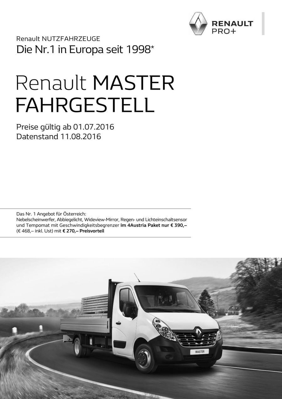 Preisliste Master Fahrgestell Eu6 2016 Von Renault Osterreich