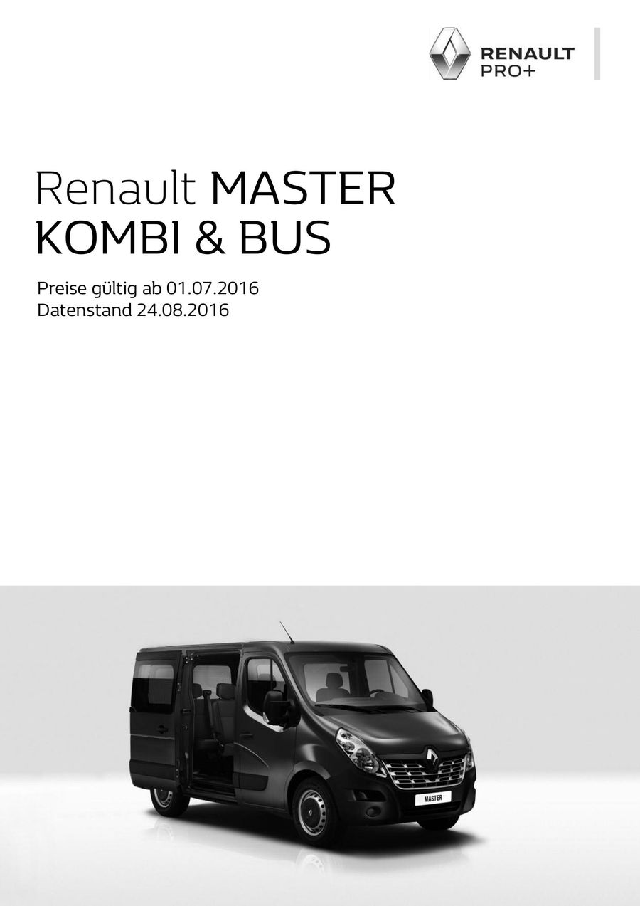 Renault Master Kombi Bus Preise Gultig Ab 01 07 2016 Von Renault Osterreich
