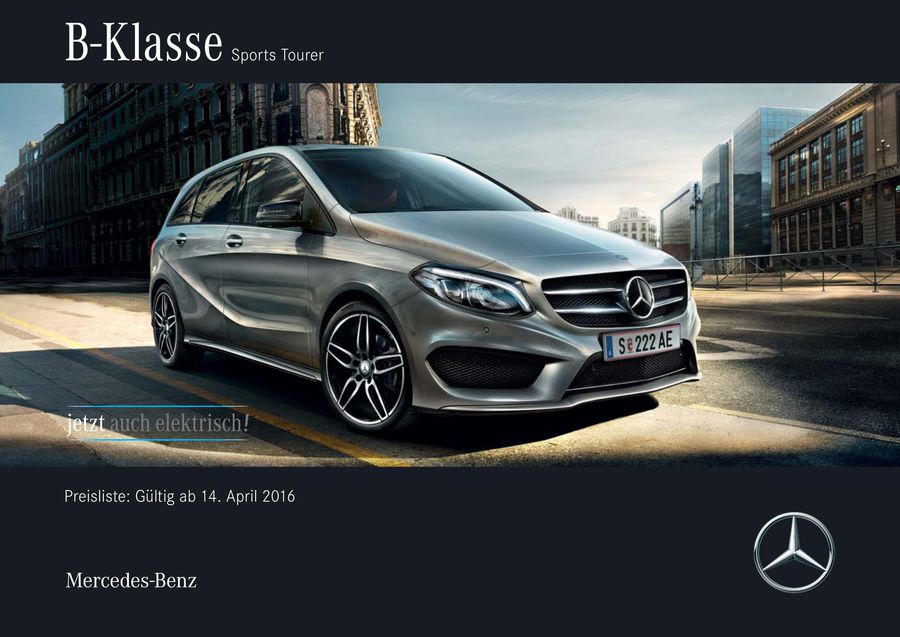 B Klasse Preisliste April 2016 Von Mercedes Benz Osterreich