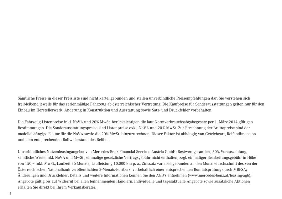 B Klasse Preisliste April 2016 Von Mercedes Benz Osterreich