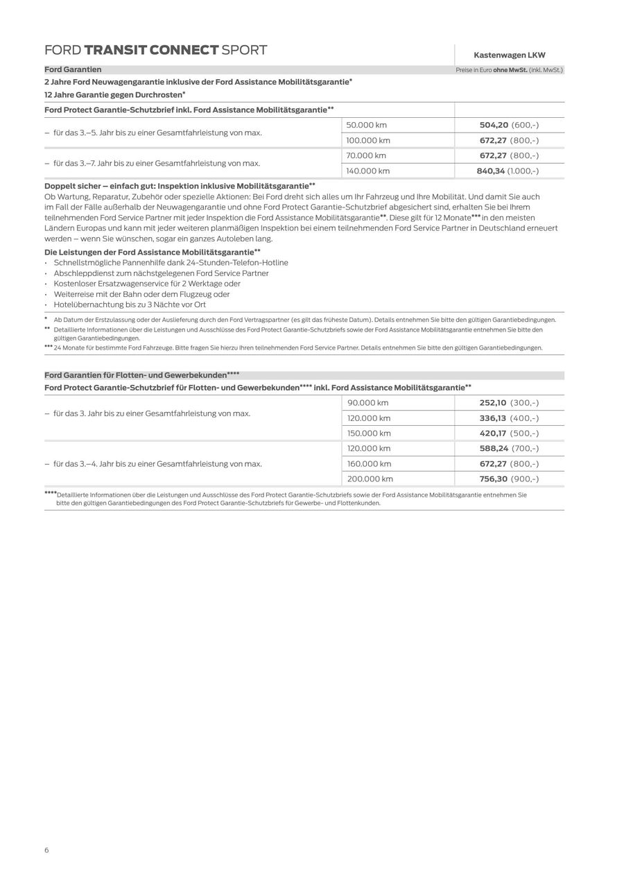 Preisliste Ford Transit Connect Sport 15 08 2017 Von Asf Autoservice