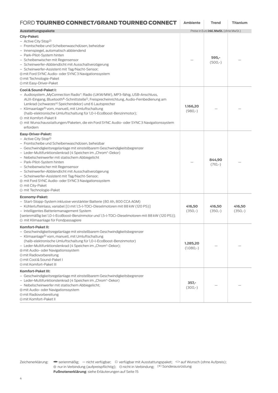 Preisliste Ford Tourneo Connect 07 12 2016 Von Asf Autoservice