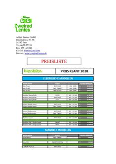 Preisliste Bizobike 2018