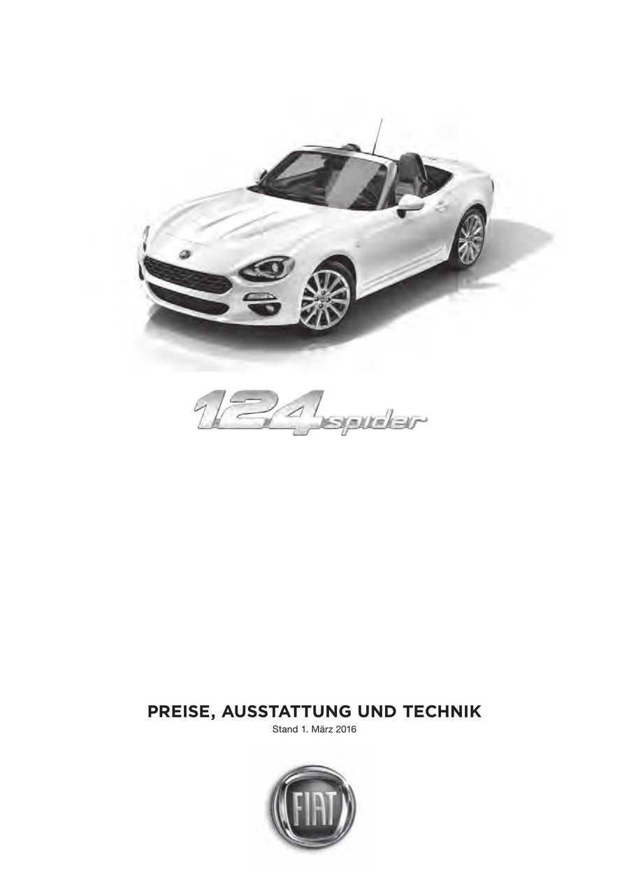 Fiat 124 Spider Preisliste 16 Von Fiat Deutschland