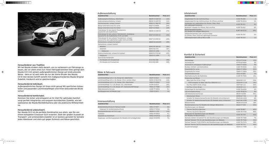 Mazda Cx 3 Zubehor Preisliste 2016 Von Mazda Deutschland