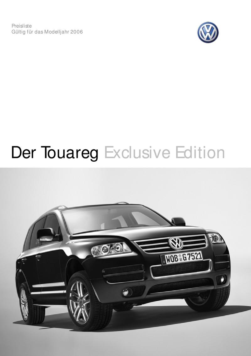 Vw Touareg Exclusive Edition Preisliste 06 Von Volkswagen Deutschland