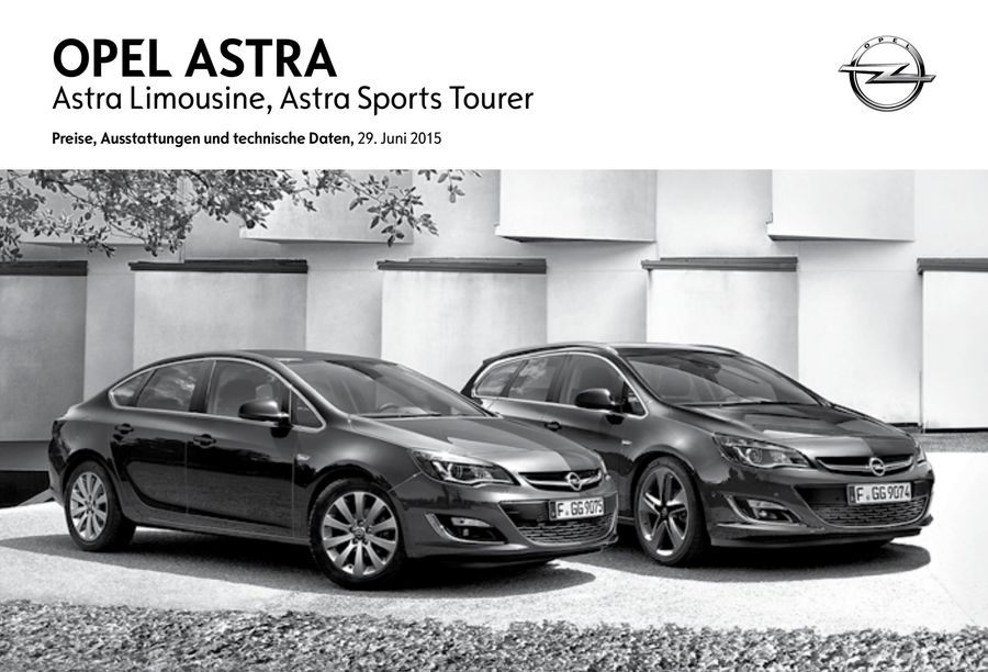 Opel Astra Preisliste 2015 Von Opel Deutschland