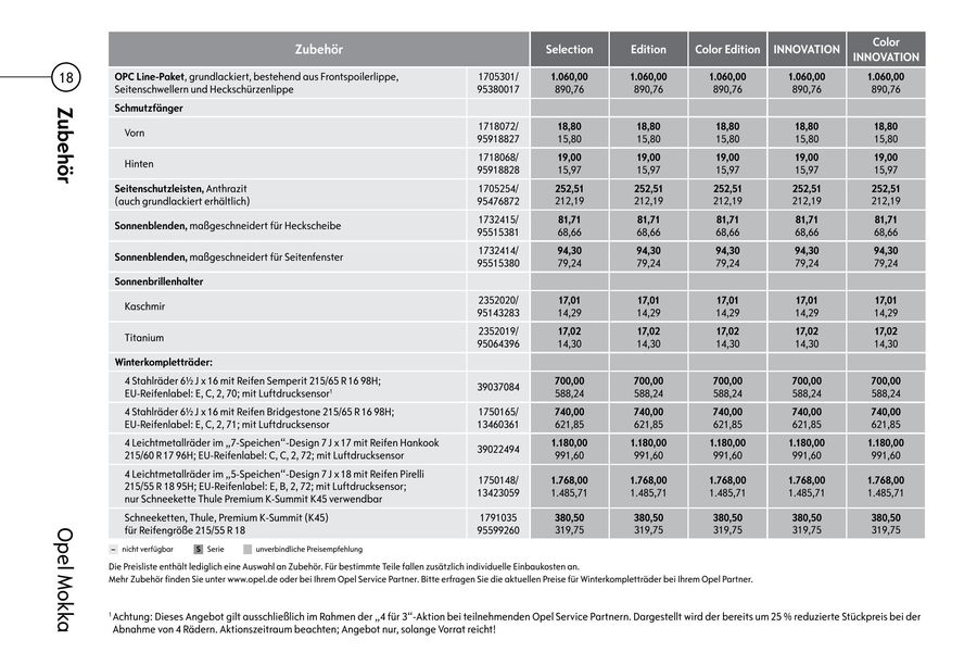 OPEL MOKKA PREISLISTE PDF