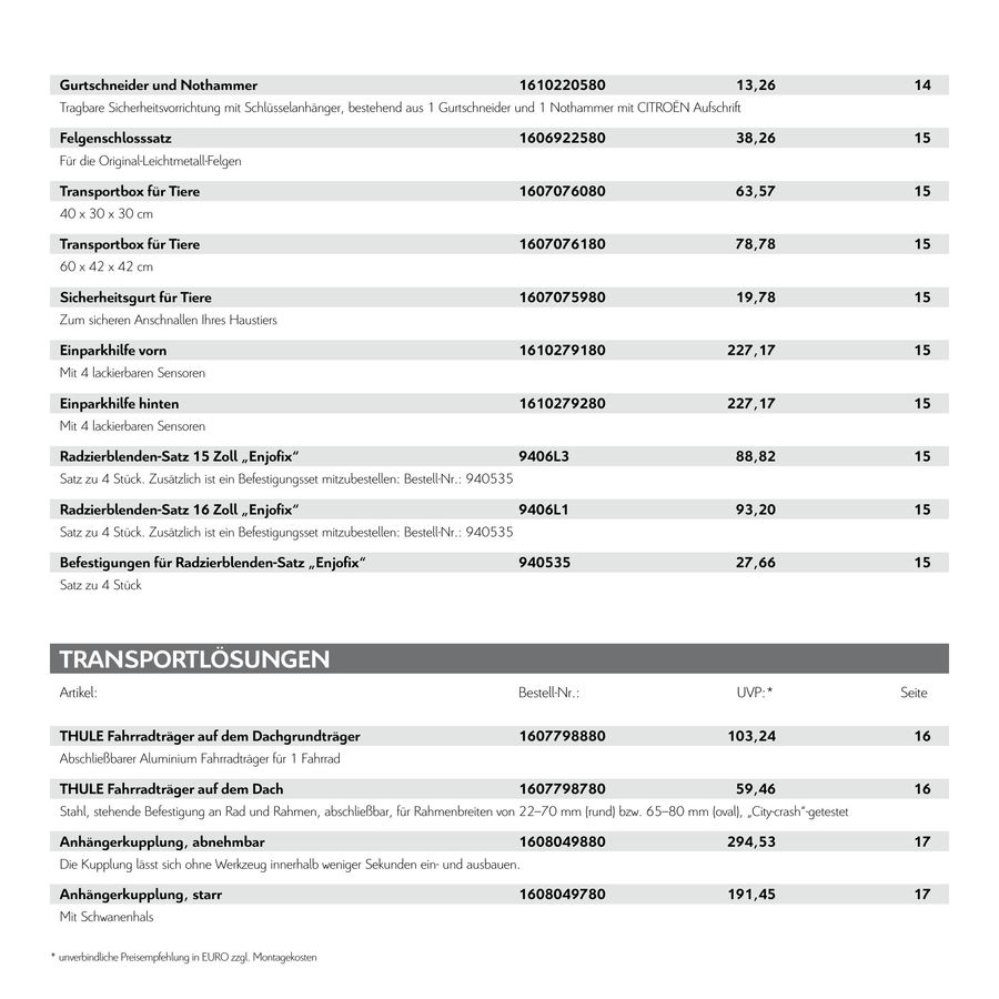 C4 Cactus Zubehor Preisliste 2014 Von Citroen Deutschland