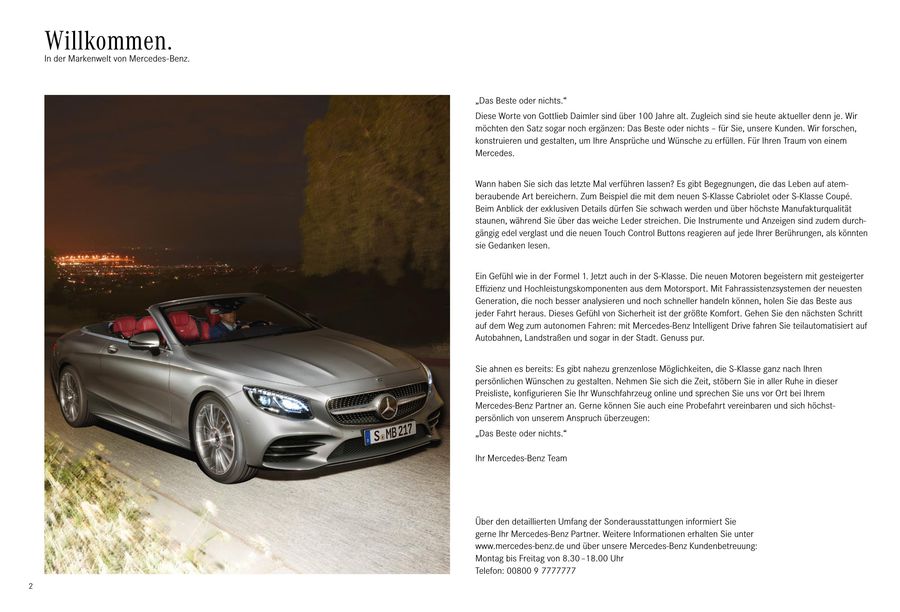 S Klasse Coupe Und Cabriolet Preisliste Oktober 2018 Von Mercedes Benz Deutschland